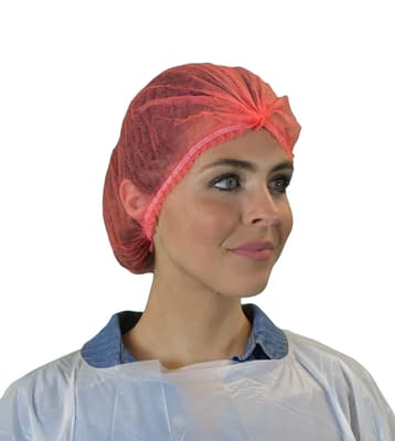 Disposable Pleated Bouffant Caps, Color-Coded, 100/Bag, 10 Bags/Case