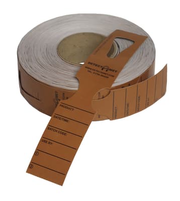 Keyhole Identification Tags, Laminate, Color-Coded, Metal Detectable, 7.5"L x 1"W, 500/Roll