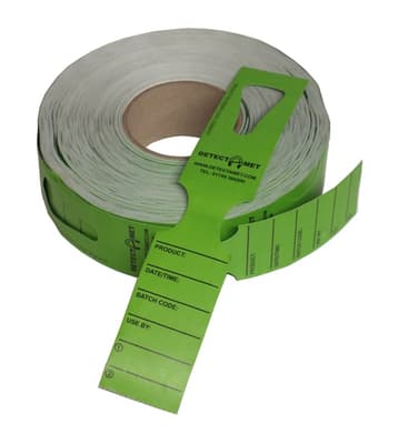 Keyhole Identification Tags, Laminate, Color-Coded, Metal Detectable, 7.5"L x 1"W, 500/Roll