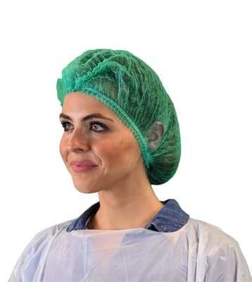 Disposable Pleated Bouffant Caps, Color-Coded, 100/Bag, 10 Bags/Case