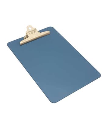 Plastic Clipboard with Heavy-Duty Stainless Steel Butterfly Clip, Metal Detectable, Portrait, 1 Each