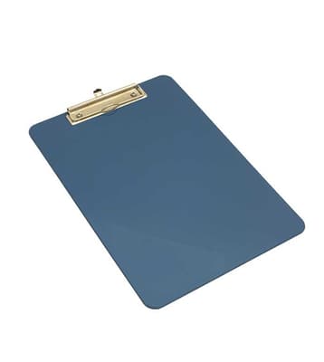 Plastic Clipboard with Chrome Plated Wire Clip, Blue, Metal Detectable, Portrait, 1 Each