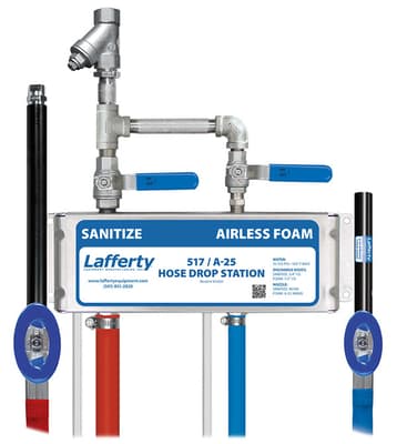 Lafferty® 517 Sanitize A-25 Airless Foam Hose Drop Station, Wall Mounted, 915920