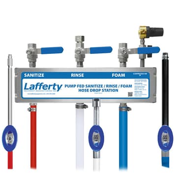 Lafferty® Pump Fed Sanitize/Rinse/Foam Hose Drop Station