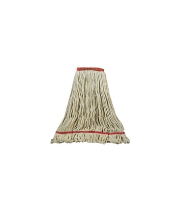 Blended Looped-End Wet Mop Head, Wide 5" Band, Color-Coded, Disposable, 1 Each