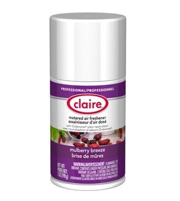 Claire® Metered Air Freshener Refills, 7-oz Net, Aerosol, 12 Cans/Case