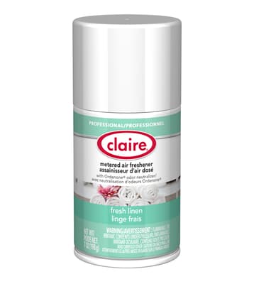 Claire® Metered Air Freshener Refills, 7-oz Net, Aerosol, 12 Cans/Case