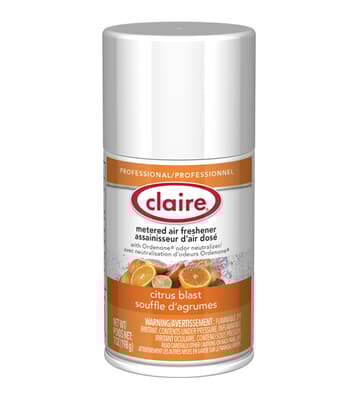 Claire® Metered Air Freshener Refills, 7-oz Net, Aerosol, 12 Cans/Case