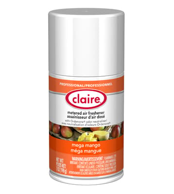 Claire® Metered Air Freshener Refills, 7-oz Net, Aerosol, 12 Cans/Case