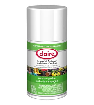 Claire® Metered Air Freshener Refills, 7-oz Net, Aerosol, 12 Cans/Case