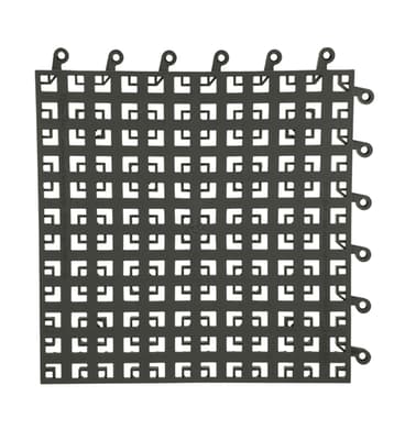 560 ErgoDeck Heavy-Duty Open Interlocking Flooring Tiles, Black, 18" x 18", 1 Each