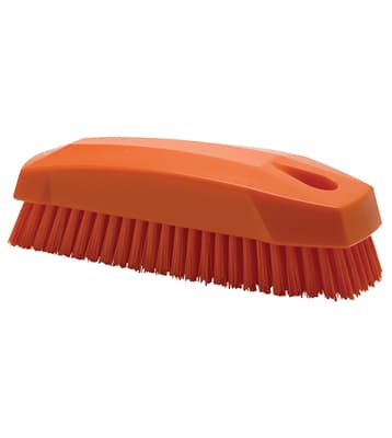 Vikan® Nail Brush, Color-Coded, 2"W x 5.1"L, Stiff Polyester Bristles, Polypropylene Block, 1 Each