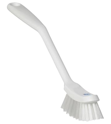 Vikan® Narrow Dish Brush, Color-Coded, 1"W x 11.4"L, Stiff Polyester Bristles, Polypropylene Block, 1 Each