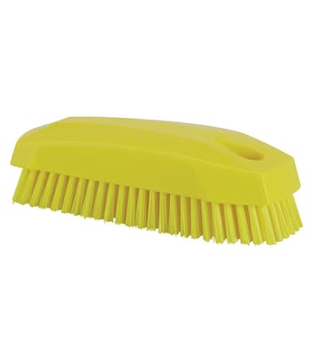 Vikan® Nail Brush, Color-Coded, 2"W x 5.1"L, Stiff Polyester Bristles, Polypropylene Block, 1 Each