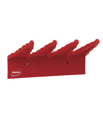 Vikan® Wall Bracket System, Color-Coded, 9.4"L x 6.7"W x 2.4"H, Polypropylene, Holds 3 Tools, 1 Each