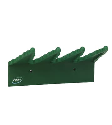 Vikan® Wall Bracket System, Color-Coded, 9.4"L x 6.7"W x 2.4"H, Polypropylene, Holds 3 Tools, 1 Each