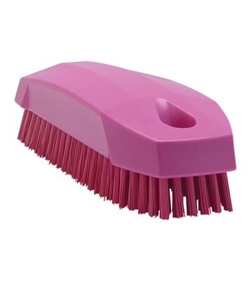Vikan® Nail Brush, Color-Coded, 2"W x 5.1"L, Stiff Polyester Bristles, Polypropylene Block, 1 Each