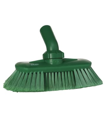 Vikan® Adjustable Angle Wall & Floor Brush, Color-Coded, 5.1"W x 9.4"L, Soft Polyester Bristles, Flagged, Polypropylene Block, 1 Each