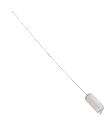 Vikan® Tube Brush with Flex Handle, White, 2.75" Dia x 59.8"L, Soft Polyester Bristles, Polypropylene Handle, 1 Each