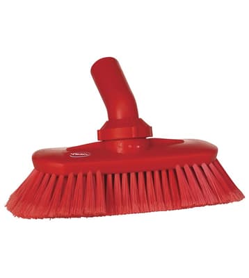 Vikan® Adjustable Angle Wall & Floor Brush, Color-Coded, 5.1"W x 9.4"L, Soft Polyester Bristles, Flagged, Polypropylene Block, 1 Each