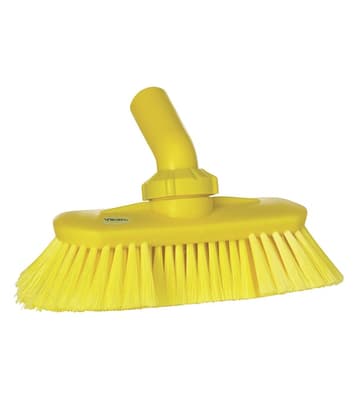 Vikan® Adjustable Angle Wall & Floor Brush, Color-Coded, 5.1"W x 9.4"L, Soft Polyester Bristles, Flagged, Polypropylene Block, 1 Each
