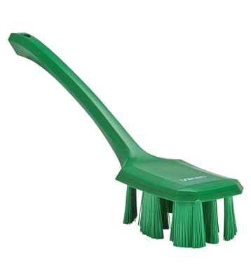 Vikan® UST Long Handle Hand Brush, Color-Coded, 2.8"W x 15.6"L, Stiff Polyester Bristles, Polypropylene Block, 1 Each