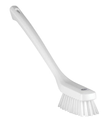Vikan® Narrow Head Long Handle Brush, Color-Coded, 1.8"W x 16.5"L, Stiff Polyester Bristles, Polypropylene Block, 1 Each