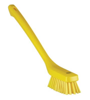 Vikan® Narrow Head Long Handle Brush, Color-Coded, 1.8"W x 16.5"L, Stiff Polyester Bristles, Polypropylene Block, 1 Each