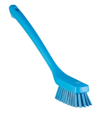 Vikan® Narrow Head Long Handle Brush, Color-Coded, 1.8"W x 16.5"L, Stiff Polyester Bristles, Polypropylene Block, 1 Each