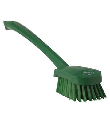 Vikan® Long Handle Hand Brush, Color-Coded, 2.8"W x 16.3"L, Stiff Polyester Bristles, Polypropylene Block, 1 Each