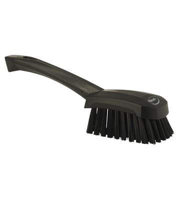 Vikan® Short Handle Hand Brush, Color-Coded, 2.8"W x 10.6"L, Stiff Polyester Bristles, Polypropylene Block, 1 Each