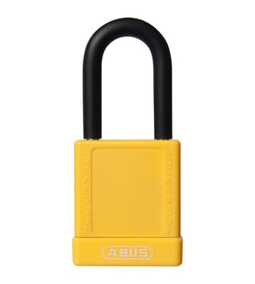 ABUS Plastic Covered Aluminum Core Padlock, Keyed Different, Color-Coded, 2" Body, 1/4" Dia Shackle, 1 Each