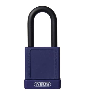 ABUS Plastic Covered Aluminum Core Padlock, Keyed Different, Color-Coded, 2" Body, 1/4" Dia Shackle, 1 Each
