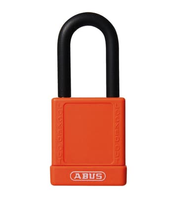 ABUS Plastic Covered Aluminum Core Padlock, Keyed Different, Color-Coded, 2" Body, 1/4" Dia Shackle, 1 Each