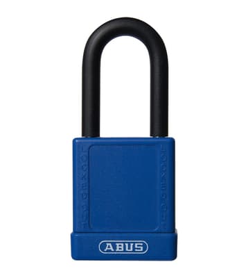 ABUS Plastic Covered Aluminum Core Padlock, Keyed Different, Color-Coded, 2" Body, 1/4" Dia Shackle, 1 Each