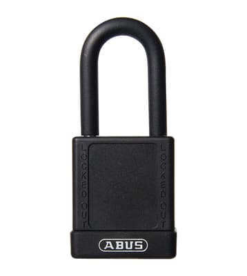 ABUS Plastic Covered Aluminum Core Padlock, Keyed Different, Color-Coded, 2" Body, 1/4" Dia Shackle, 1 Each