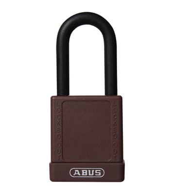 ABUS Plastic Covered Aluminum Core Padlock, Keyed Different, Color-Coded, 2" Body, 1/4" Dia Shackle, 1 Each