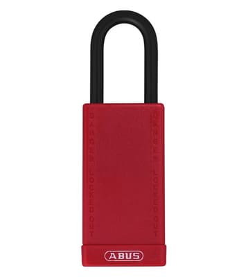 ABUS Plastic Covered Aluminum Core Padlock, Keyed Different, Color-Coded, 3" Body, 1/4" Dia x 1/5" Shackle, 1 Each