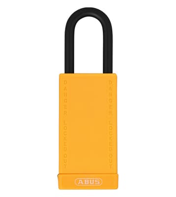 ABUS Plastic Covered Aluminum Core Padlock, Keyed Different, Color-Coded, 3" Body, 1/4" Dia x 1/5" Shackle, 1 Each