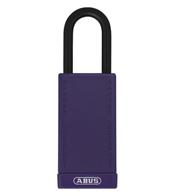 ABUS Plastic Covered Aluminum Core Padlock, Keyed Different, Color-Coded, 3" Body, 1/4" Dia x 1/5" Shackle, 1 Each