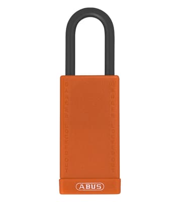 ABUS Plastic Covered Aluminum Core Padlock, Keyed Different, Color-Coded, 3" Body, 1/4" Dia x 1/5" Shackle, 1 Each