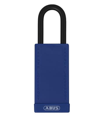 ABUS Plastic Covered Aluminum Core Padlock, Keyed Different, Color-Coded, 3" Body, 1/4" Dia x 1/5" Shackle, 1 Each