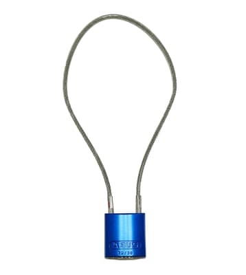 ABUS Cable Padlock, Aluminum Body, Keyed Alike, Color-Coded, 1.5" Body, 3/16" Dia Cable, 1 Each