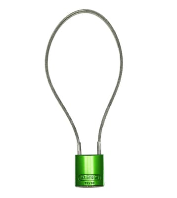 ABUS Cable Padlock, Aluminum Body, Keyed Alike, Color-Coded, 1.5" Body, 3/16" Dia Cable, 1 Each