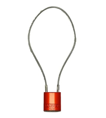 ABUS Cable Padlock, Aluminum Body, Keyed Alike, Color-Coded, 1.5" Body, 3/16" Dia Cable, 1 Each