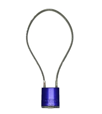 ABUS Cable Padlock, Aluminum Body, Keyed Alike, Color-Coded, 1.5" Body, 3/16" Dia Cable, 1 Each
