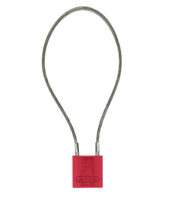 ABUS Cable Padlock, Aluminum Body, Keyed Alike, Color-Coded, 1.5" Body, 3/16" Dia Cable, 1 Each