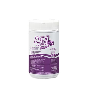 Alpet® D2 Surface Sanitizing Wipes with Canister, 10" x 7.5" Sheets, 6 Cans/Case