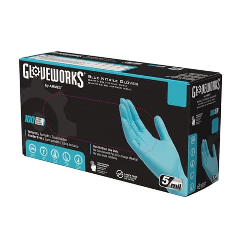 Gloveworks Nitrile Disposable Gloves, Mil, Blue, Powder-Free