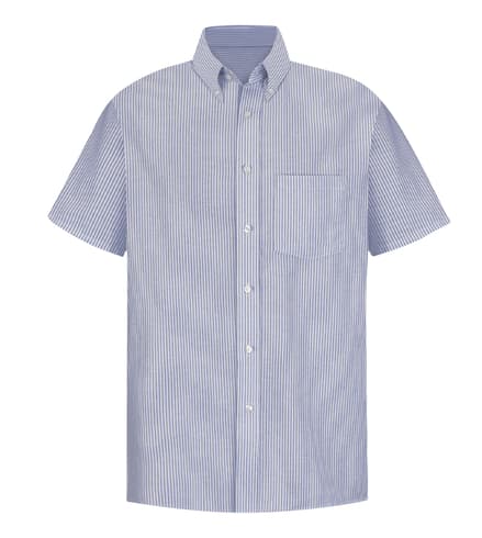 Men's Short Sleeve Striped Executive Oxford Dress Shirt